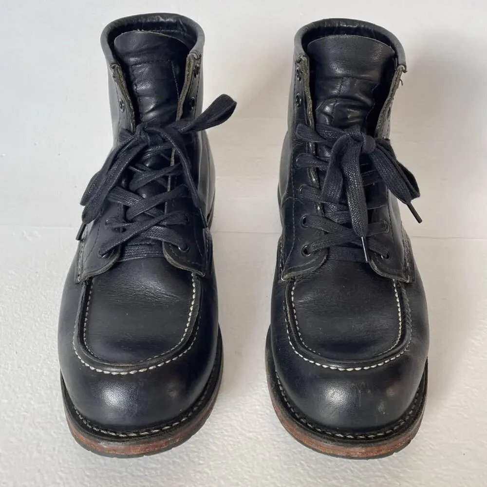 RED WING Beckman 9015 Black Leather Moc Toe Boots / US 8.5 / USA Discontinued